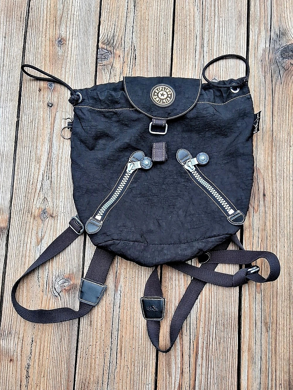 Vintagw Kipling Black Nylon Backpack